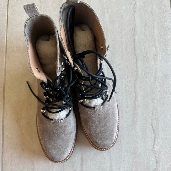 Mark Fisher Izzie Genuine Shearling Lug Sole Laceup Boots Bootie Size 8 - Picture 10 of 12